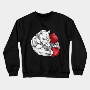 Rhino as boxer with boxing gloves Crewneck Sweatshirt